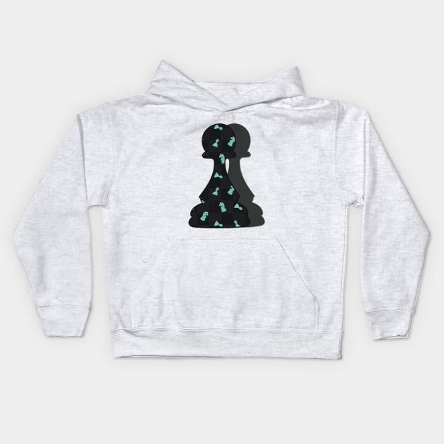 Сhess piece - pawn - black and blue colors pattern Kids Hoodie by Lina shibumi